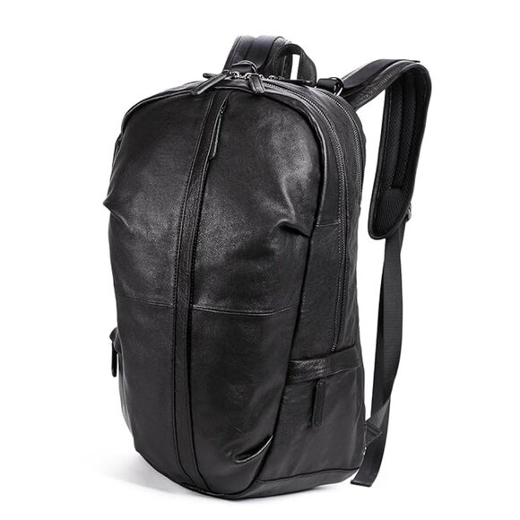 Clean Vintage - Italian Black Leather Backpack, Computer Bag